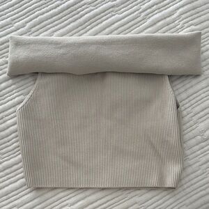 Babaton Light Gray Ribbed Knit Top